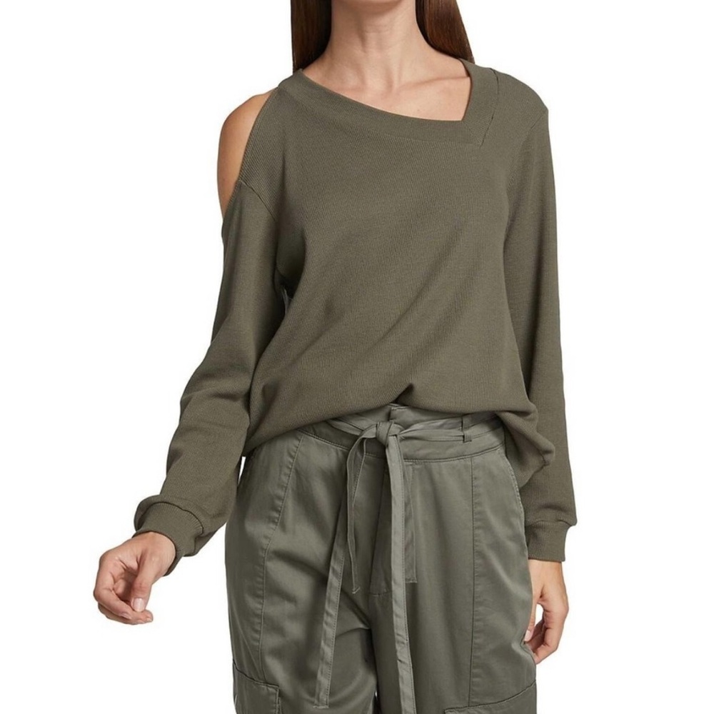 BNWT LNA Asymmetrical Cut Out Long Sleeve Thermal Top XL Tea Leaf